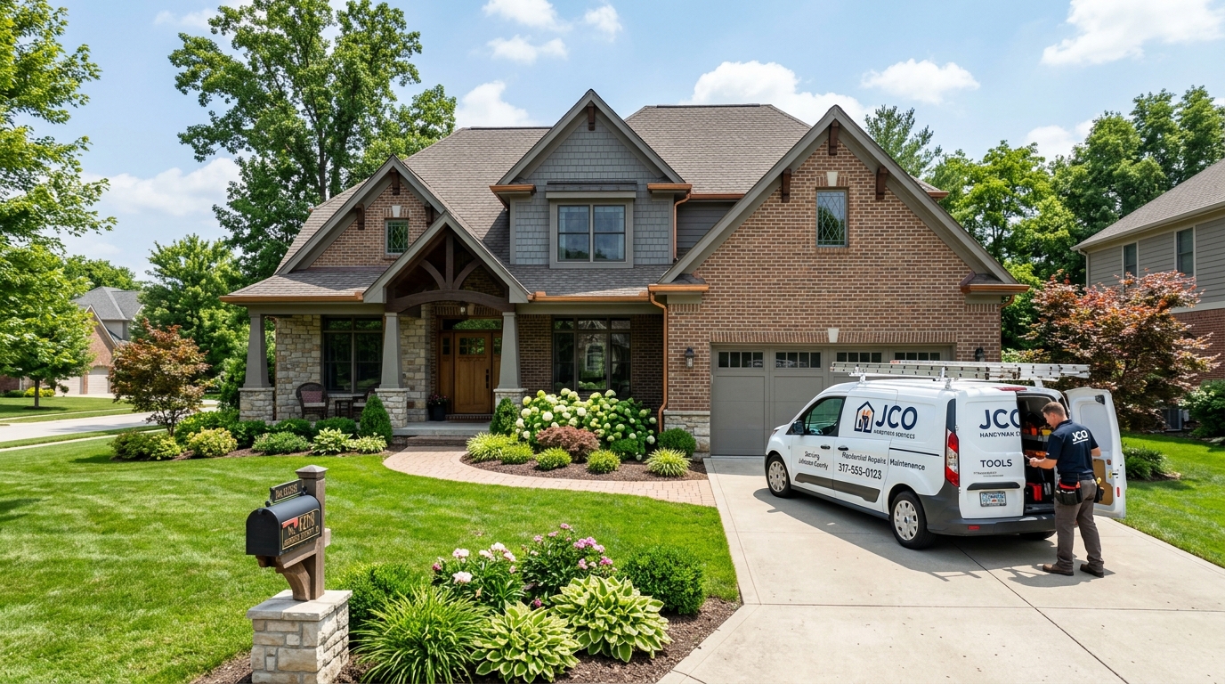 Upscale Johnson County Indiana home exterior - handyman service truck - Nick's Handyman Service